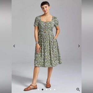 LOTR Button Up Green Midi Dress